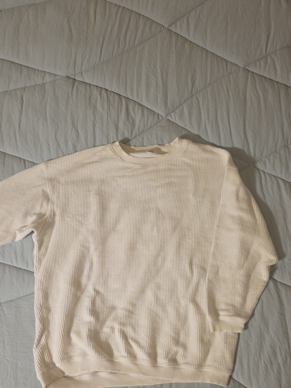Aerie Women's Cream Thermal Knit Sweater Crewneck